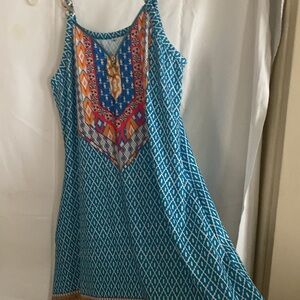 NWOT Women's colorful dress with gold